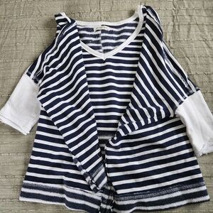 We The Free Navy and White Striped Crop Top